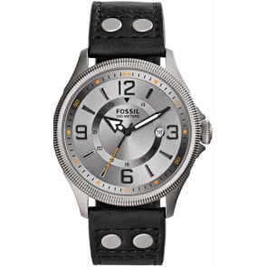 Horlogeband Fossil FS4937 Leder/Textiel Zwart 22mm
